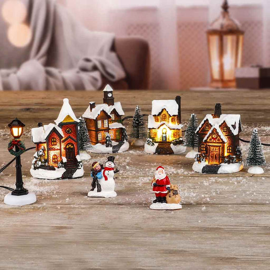 Adorno de escena de pueblo Navideño LED