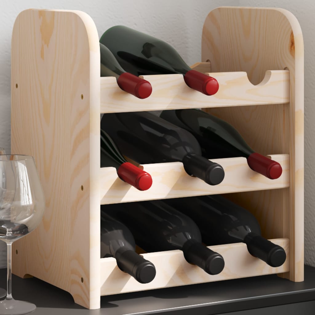Botellero De Madera Maciza De Pino 33X25X37 Cm