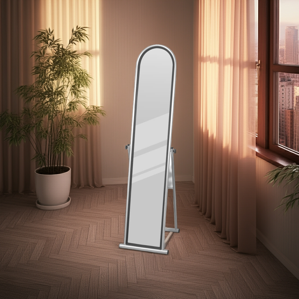 Espejo de pie de cuerpo entero gris